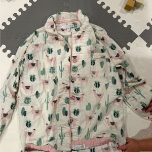 PJ Salvage Cream Pajama Set with Pink and Green Cactus Print